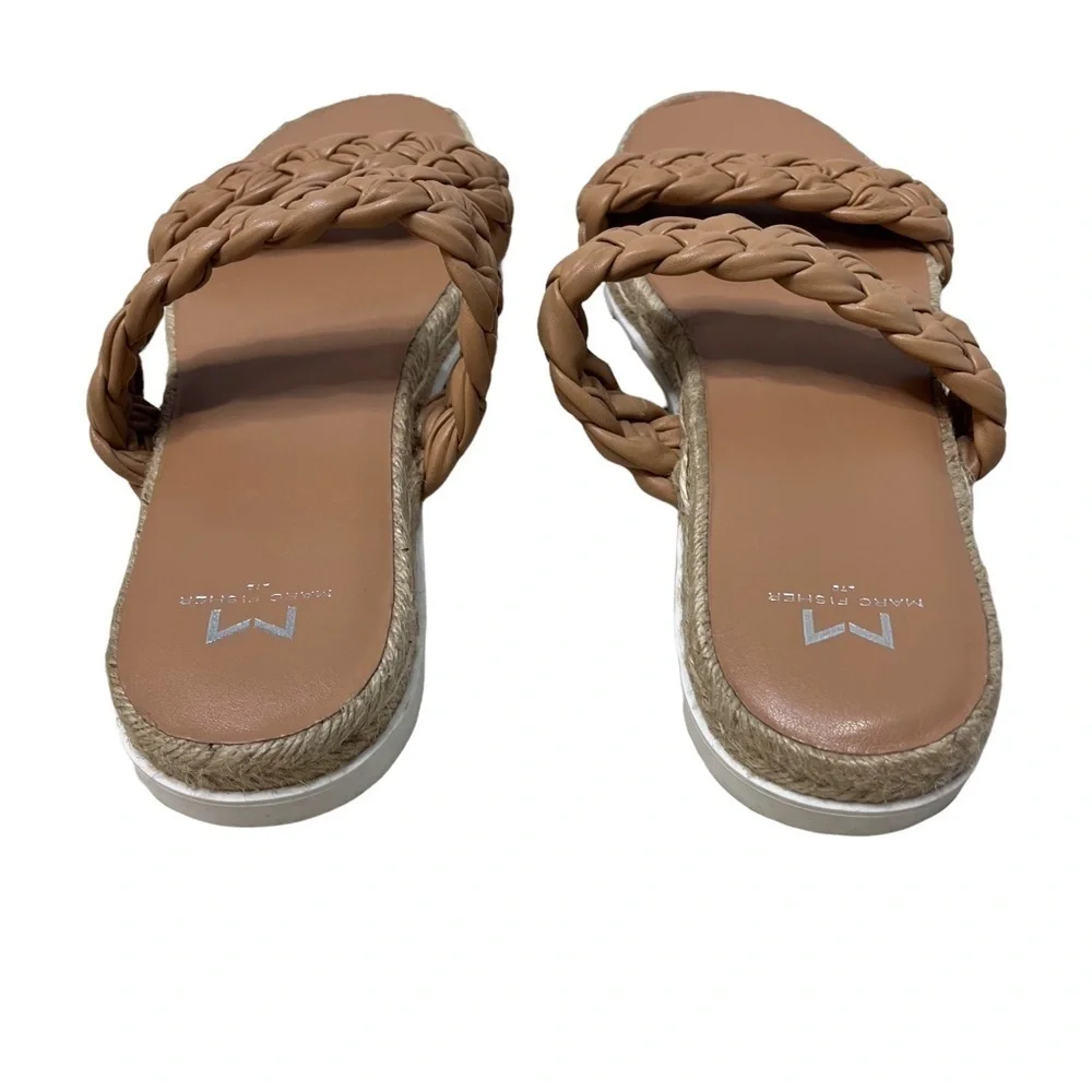 Marc Fisher Jaime Braided Flat Espadrille Slip On Sandal Size 9 Natural Macaroon